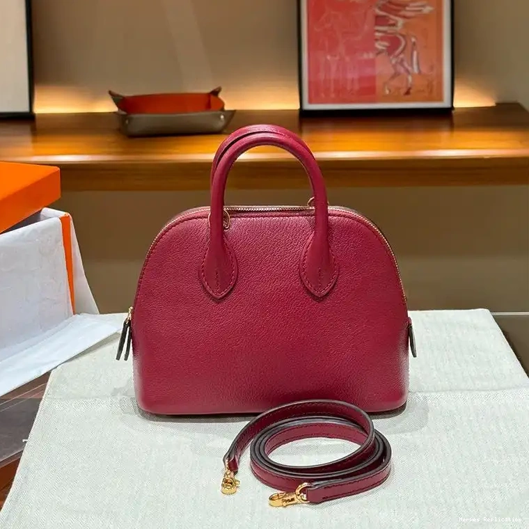 Chevre Red Mini In Bag Gold Leather Hardware Hermes Bolide 0502